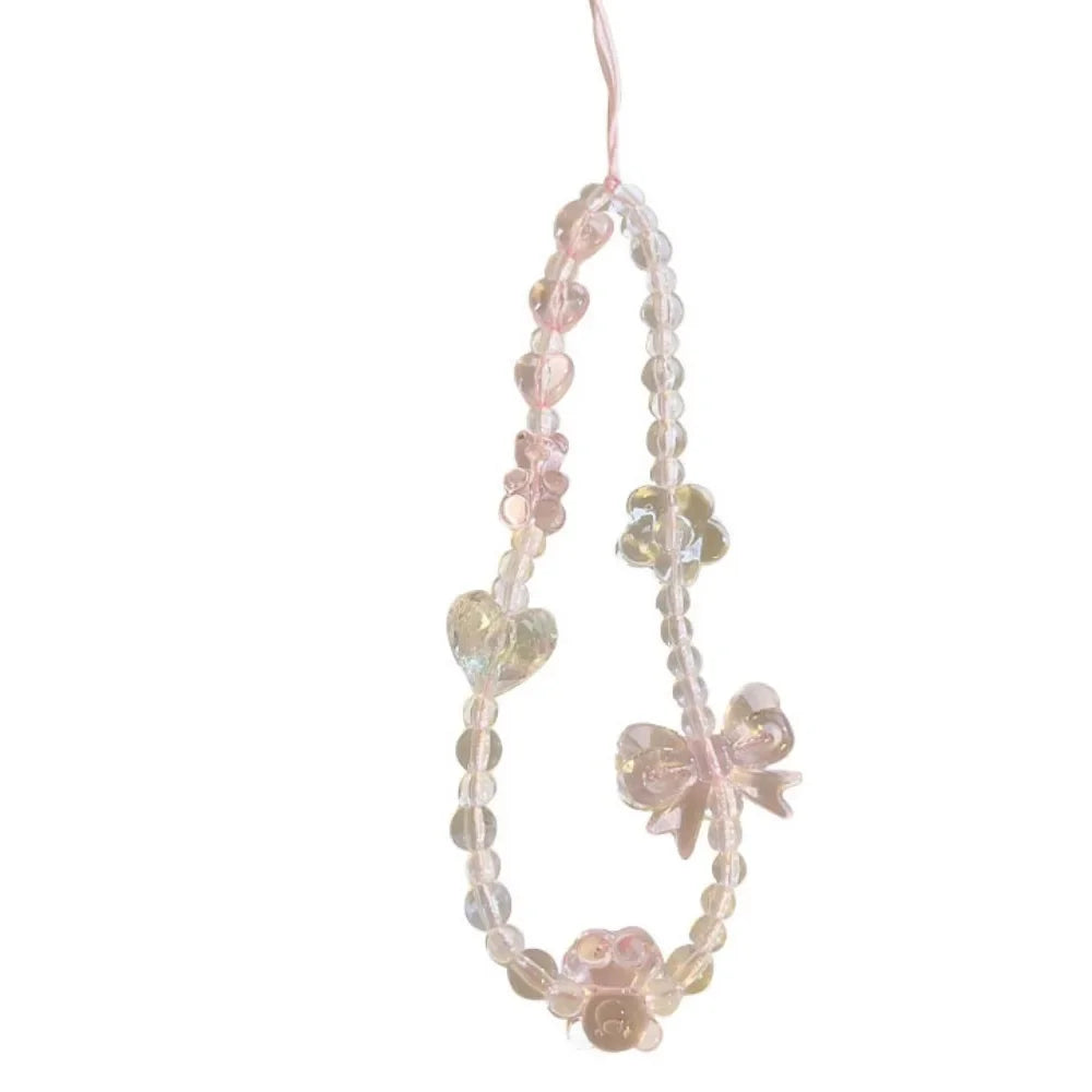 Korean Pink Bear Butterfly Flower Phone Charm Strap Chain