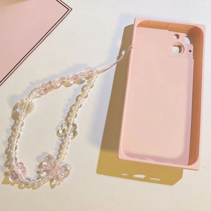 Korean Pink Bear Butterfly Flower Phone Charm Strap Chain